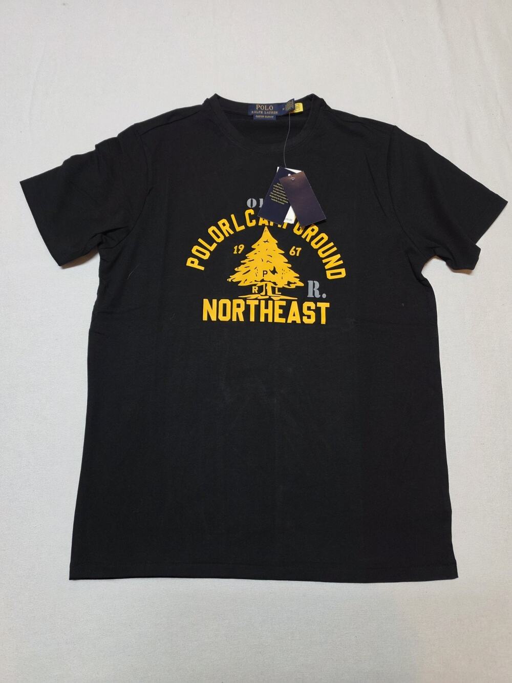 Polo Ralph Lauren Mens M Black T Shirt Custom Slim Fit Outdoor Northeast Graphic